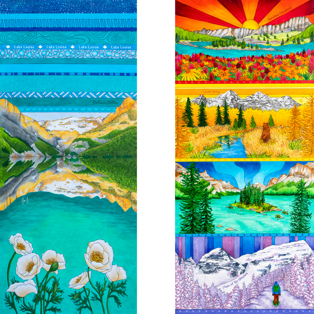 Your Choice: Set of 2 Buffs - Lake Louise Morning Fire, Love Powder, Bow Valley Aurora, Autumn Peaks, Lake Louise Golden Hour, Morant's Curve, Canmore Three Sisters, Rainbow Rockies, Rainbow Rockies Jr. ⌲ LIMITED EDITION