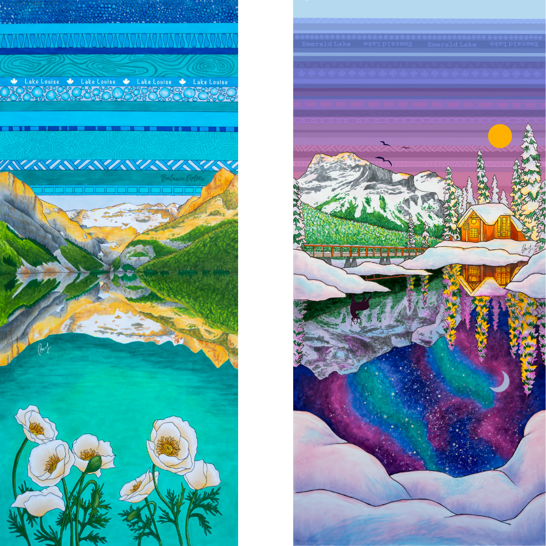 Your Choice: Set of 2 Buffs - Lake Louise Morning Fire, Love Powder, Bow Valley Aurora, Autumn Peaks, Lake Louise Golden Hour, Morant's Curve, Canmore Three Sisters, Rainbow Rockies, Rainbow Rockies Jr. ⌲ LIMITED EDITION