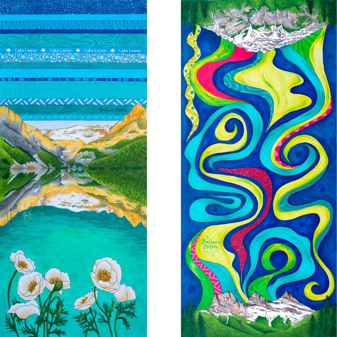 Your Choice: Set of 2 Buffs - Lake Louise Morning Fire, Love Powder, Bow Valley Aurora, Autumn Peaks, Lake Louise Golden Hour, Morant's Curve, Canmore Three Sisters, Rainbow Rockies, Rainbow Rockies Jr. ⌲ LIMITED EDITION