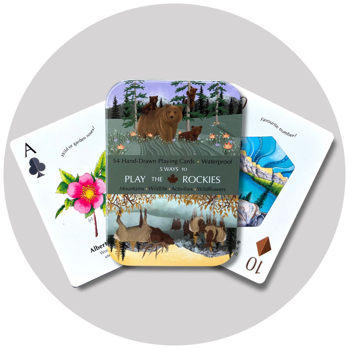 Play the Canadian Rockies 2.0 – Hand-Drawn Waterproof Playing Cards ⌲ Collectible Souvenir Deck Made with Recyclable Plastic