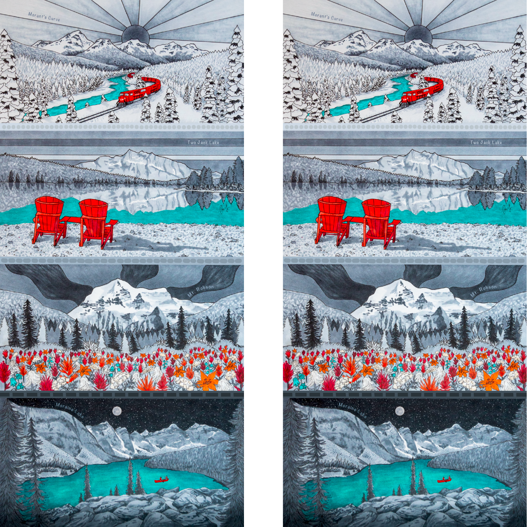 Your Choice: Set of 2 Buffs - Lake Louise Morning Fire, Love Powder, Bow Valley Aurora, Autumn Peaks, Lake Louise Golden Hour, Morant's Curve, Canmore Three Sisters, Rainbow Rockies, Rainbow Rockies Jr. ⌲ LIMITED EDITION