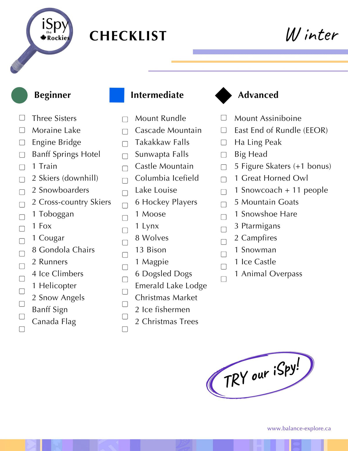 ispy checklist - Winter
