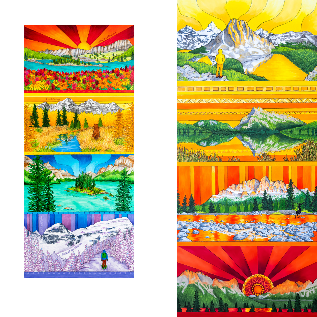 Your Choice: Set of 2 Buffs - Lake Louise Morning Fire, Love Powder, Bow Valley Aurora, Autumn Peaks, Lake Louise Golden Hour, Morant's Curve, Canmore Three Sisters, Rainbow Rockies, Rainbow Rockies Jr. ⌲ LIMITED EDITION
