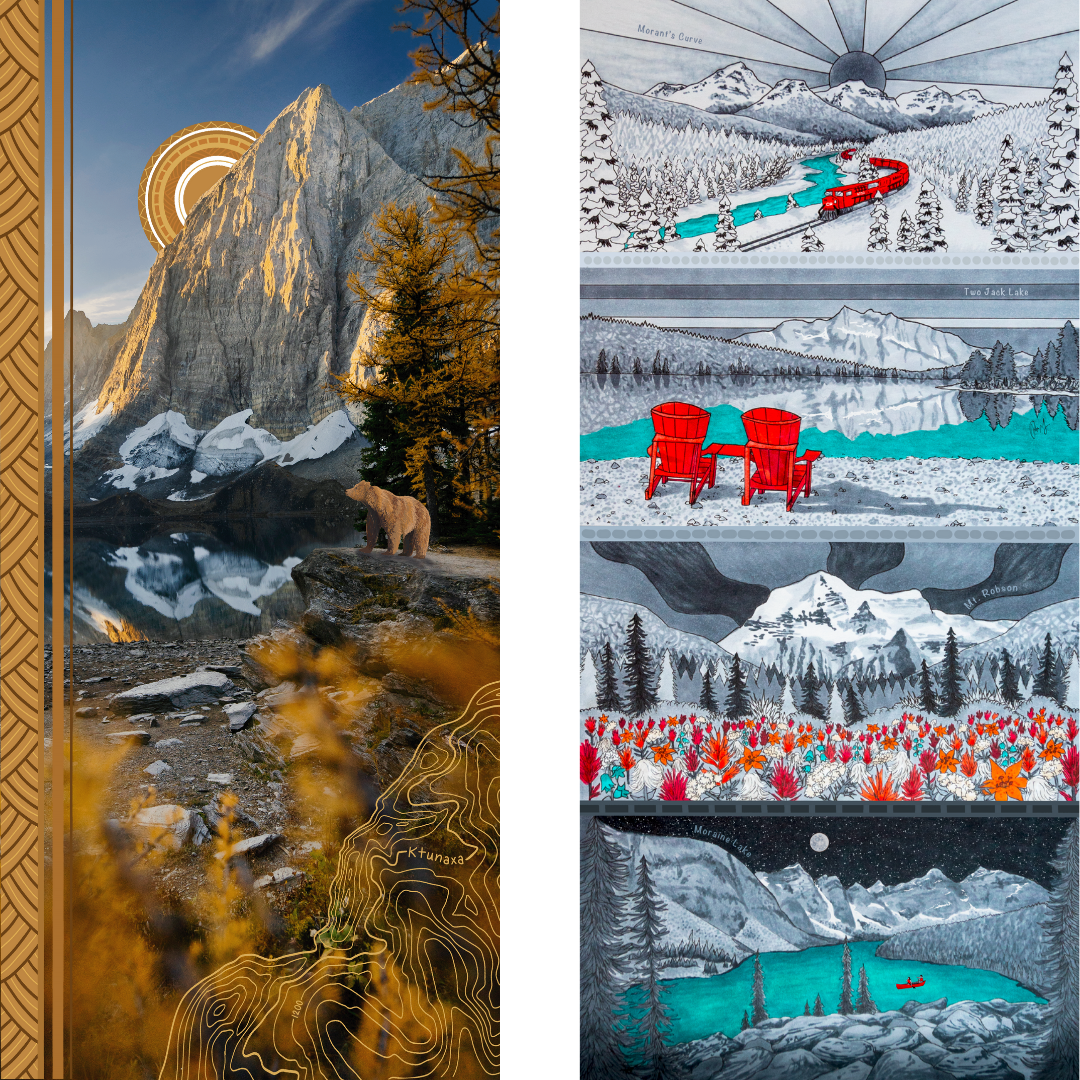 Your Choice: Set of 2 Buffs - Lake Louise Morning Fire, Love Powder, Bow Valley Aurora, Autumn Peaks, Lake Louise Golden Hour, Morant's Curve, Canmore Three Sisters, Rainbow Rockies, Rainbow Rockies Jr. ⌲ LIMITED EDITION