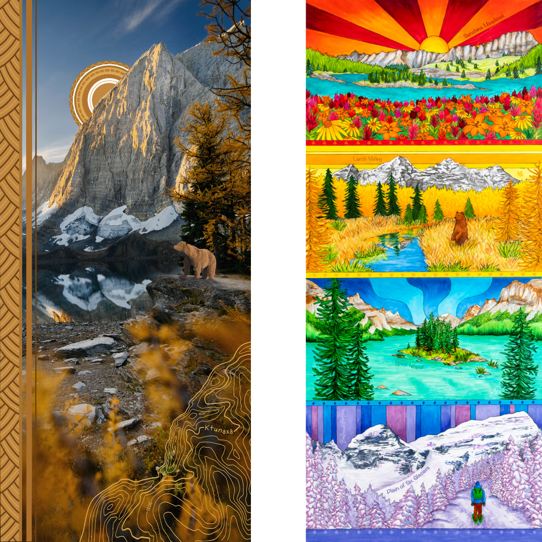 Your Choice: Set of 2 Buffs - Lake Louise Morning Fire, Love Powder, Bow Valley Aurora, Autumn Peaks, Lake Louise Golden Hour, Morant's Curve, Canmore Three Sisters, Rainbow Rockies, Rainbow Rockies Jr. ⌲ LIMITED EDITION