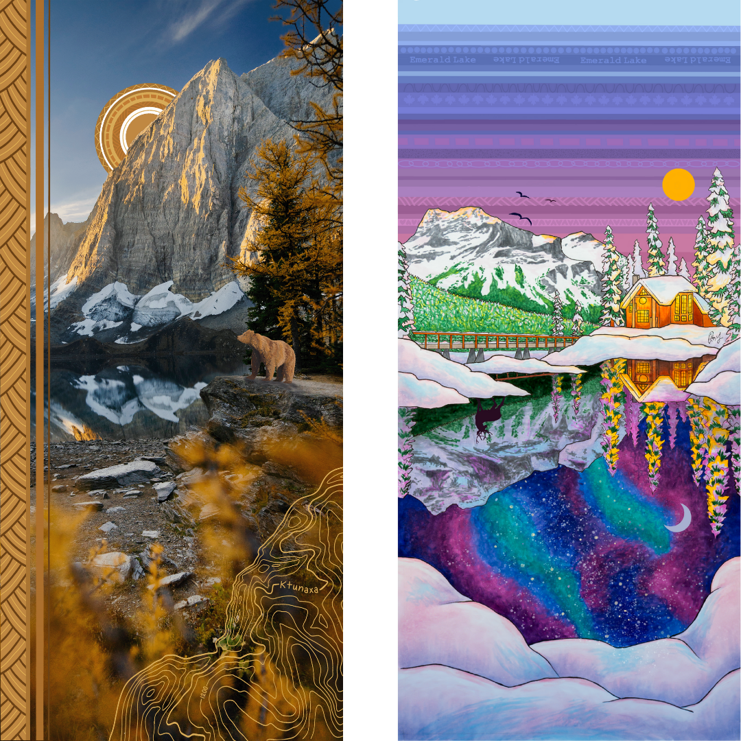 Your Choice: Set of 2 Buffs - Lake Louise Morning Fire, Love Powder, Bow Valley Aurora, Autumn Peaks, Lake Louise Golden Hour, Morant's Curve, Canmore Three Sisters, Rainbow Rockies, Rainbow Rockies Jr. ⌲ LIMITED EDITION
