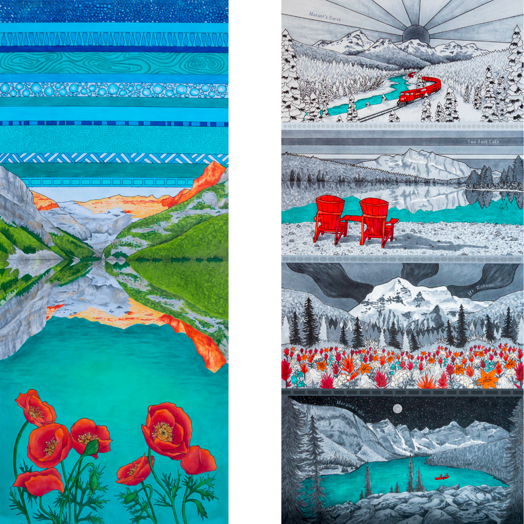 Your Choice: Set of 2 Buffs - Lake Louise Morning Fire, Love Powder, Bow Valley Aurora, Autumn Peaks, Lake Louise Golden Hour, Morant's Curve, Canmore Three Sisters, Rainbow Rockies, Rainbow Rockies Jr. ⌲ LIMITED EDITION