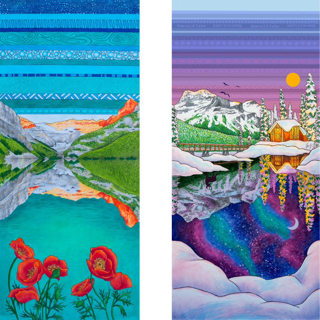Your Choice: Set of 2 Buffs - Lake Louise Morning Fire, Love Powder, Bow Valley Aurora, Autumn Peaks, Lake Louise Golden Hour, Morant's Curve, Canmore Three Sisters, Rainbow Rockies, Rainbow Rockies Jr. ⌲ LIMITED EDITION