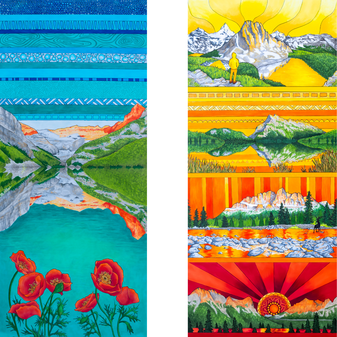 Your Choice: Set of 2 Buffs - Lake Louise Morning Fire, Love Powder, Bow Valley Aurora, Autumn Peaks, Lake Louise Golden Hour, Morant's Curve, Canmore Three Sisters, Rainbow Rockies, Rainbow Rockies Jr. ⌲ LIMITED EDITION