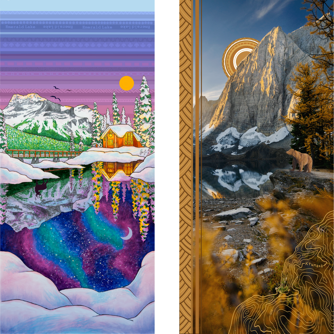 Your Choice: Set of 2 Buffs - Lake Louise Morning Fire, Love Powder, Bow Valley Aurora, Autumn Peaks, Lake Louise Golden Hour, Morant's Curve, Canmore Three Sisters, Rainbow Rockies, Rainbow Rockies Jr. ⌲ LIMITED EDITION
