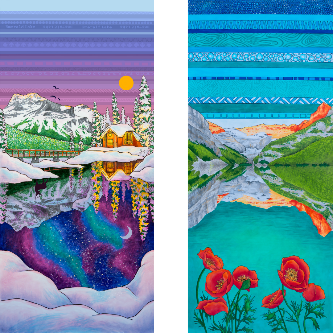 Your Choice: Set of 2 Buffs - Lake Louise Morning Fire, Love Powder, Bow Valley Aurora, Autumn Peaks, Lake Louise Golden Hour, Morant's Curve, Canmore Three Sisters, Rainbow Rockies, Rainbow Rockies Jr. ⌲ LIMITED EDITION