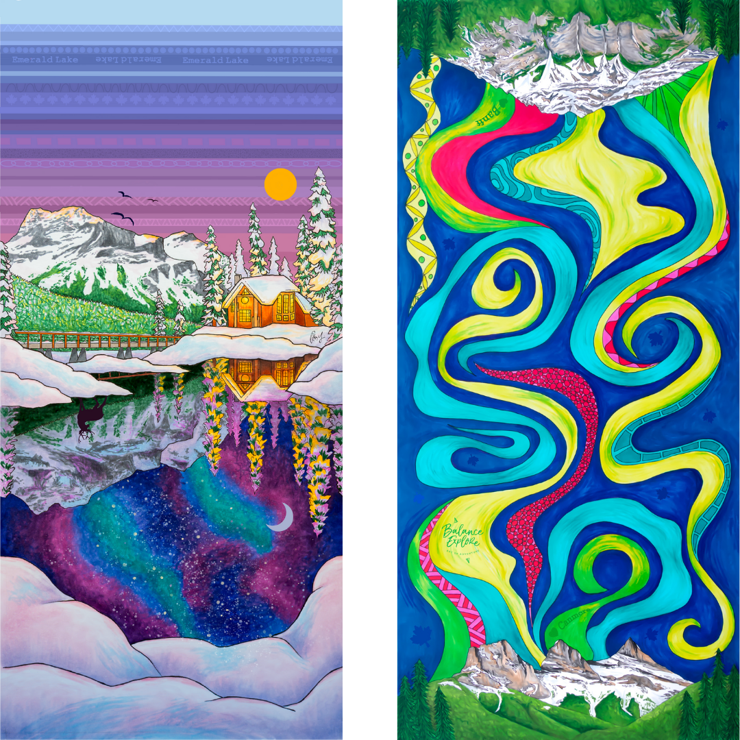 Your Choice: Set of 2 Buffs - Lake Louise Morning Fire, Love Powder, Bow Valley Aurora, Autumn Peaks, Lake Louise Golden Hour, Morant's Curve, Canmore Three Sisters, Rainbow Rockies, Rainbow Rockies Jr. ⌲ LIMITED EDITION