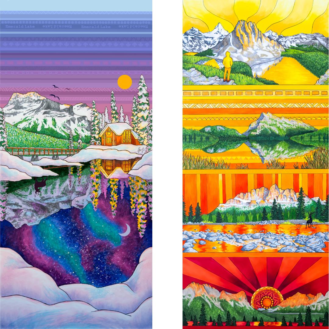 Your Choice: Set of 2 Buffs - Lake Louise Morning Fire, Love Powder, Bow Valley Aurora, Autumn Peaks, Lake Louise Golden Hour, Morant's Curve, Canmore Three Sisters, Rainbow Rockies, Rainbow Rockies Jr. ⌲ LIMITED EDITION