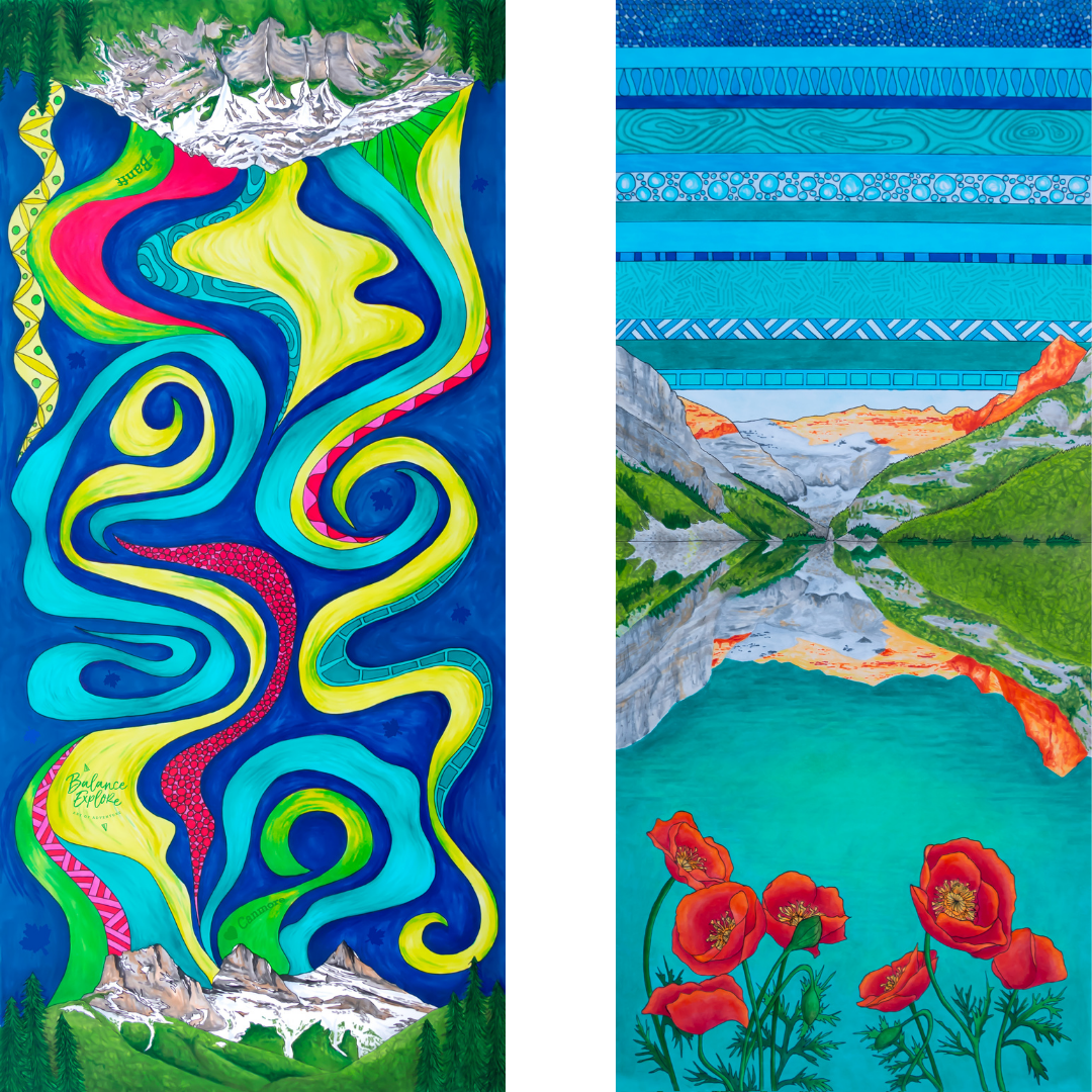 Your Choice: Set of 2 Buffs - Lake Louise Morning Fire, Love Powder, Bow Valley Aurora, Autumn Peaks, Lake Louise Golden Hour, Morant's Curve, Canmore Three Sisters, Rainbow Rockies, Rainbow Rockies Jr. ⌲ LIMITED EDITION