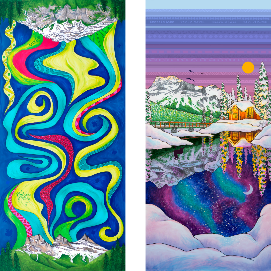 Your Choice: Set of 2 Buffs - Lake Louise Morning Fire, Love Powder, Bow Valley Aurora, Autumn Peaks, Lake Louise Golden Hour, Morant's Curve, Canmore Three Sisters, Rainbow Rockies, Rainbow Rockies Jr. ⌲ LIMITED EDITION