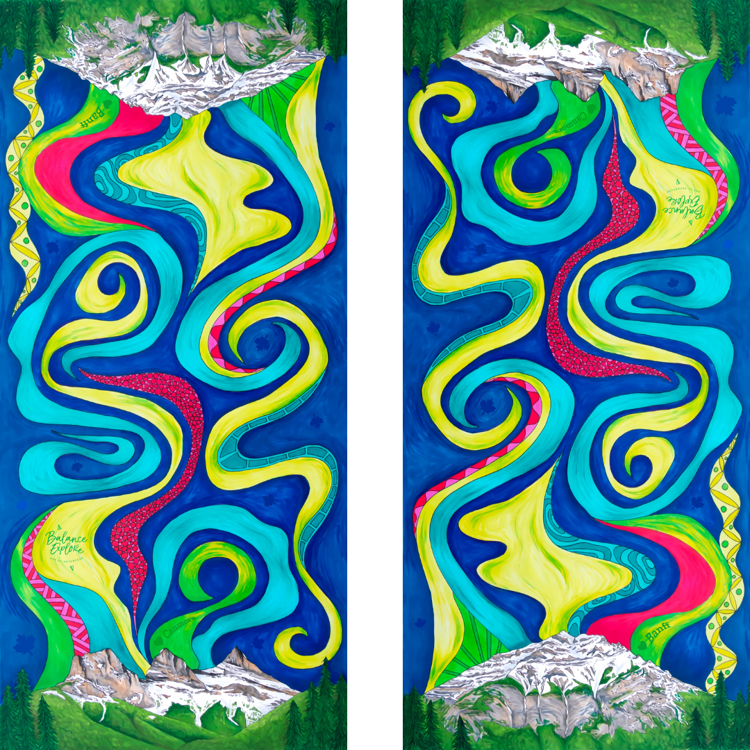 Your Choice: Set of 2 Buffs - Lake Louise Morning Fire, Love Powder, Bow Valley Aurora, Autumn Peaks, Lake Louise Golden Hour, Morant's Curve, Canmore Three Sisters, Rainbow Rockies, Rainbow Rockies Jr. ⌲ LIMITED EDITION
