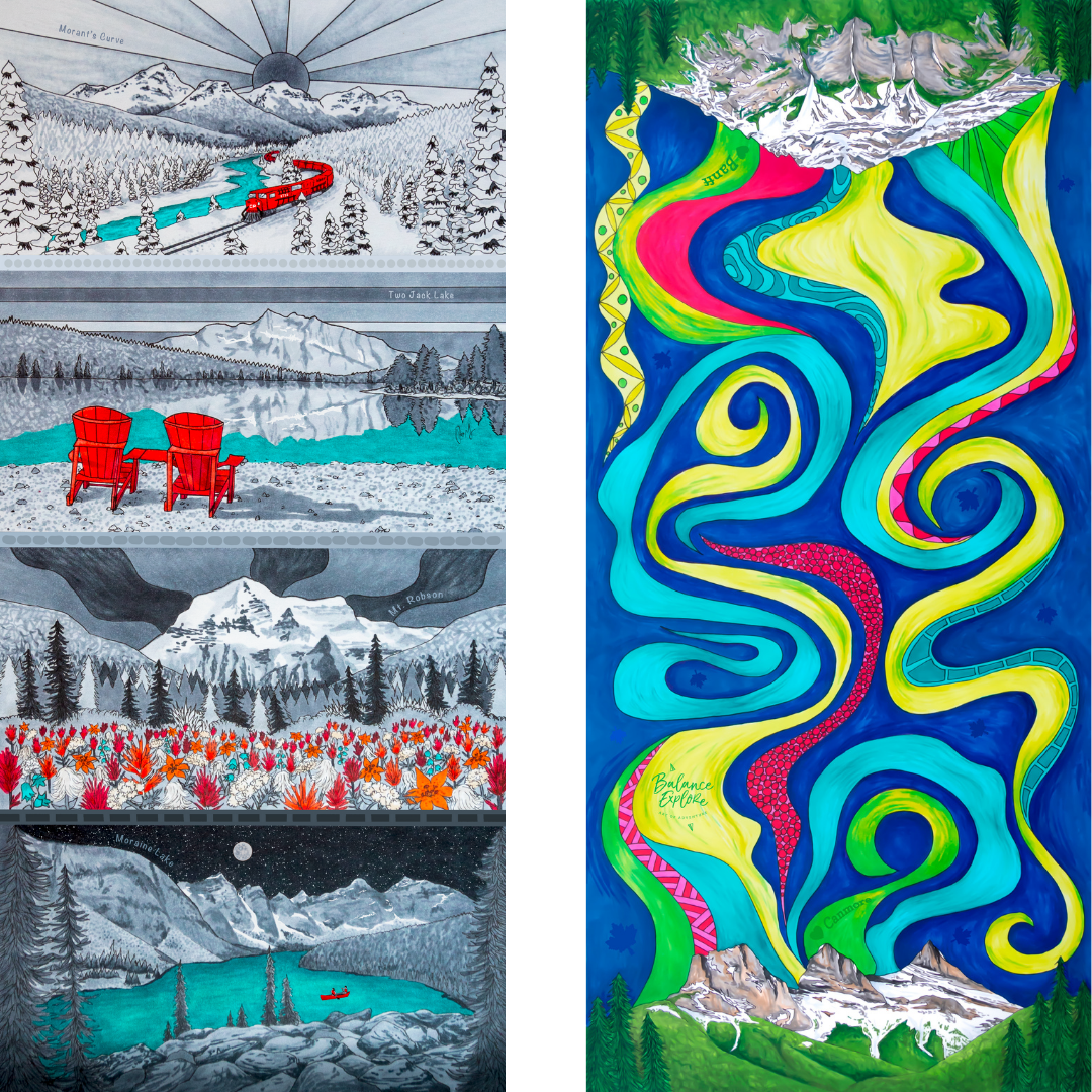 Your Choice: Set of 2 Buffs - Lake Louise Morning Fire, Love Powder, Bow Valley Aurora, Autumn Peaks, Lake Louise Golden Hour, Morant's Curve, Canmore Three Sisters, Rainbow Rockies, Rainbow Rockies Jr. ⌲ LIMITED EDITION