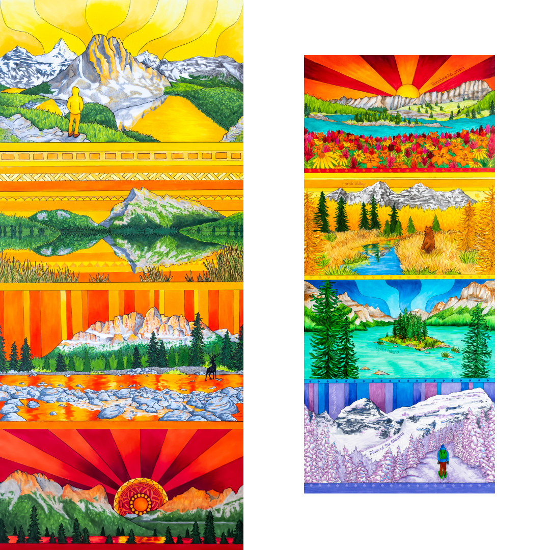 Your Choice: Set of 2 Buffs - Lake Louise Morning Fire, Love Powder, Bow Valley Aurora, Autumn Peaks, Lake Louise Golden Hour, Morant's Curve, Canmore Three Sisters, Rainbow Rockies, Rainbow Rockies Jr. ⌲ LIMITED EDITION