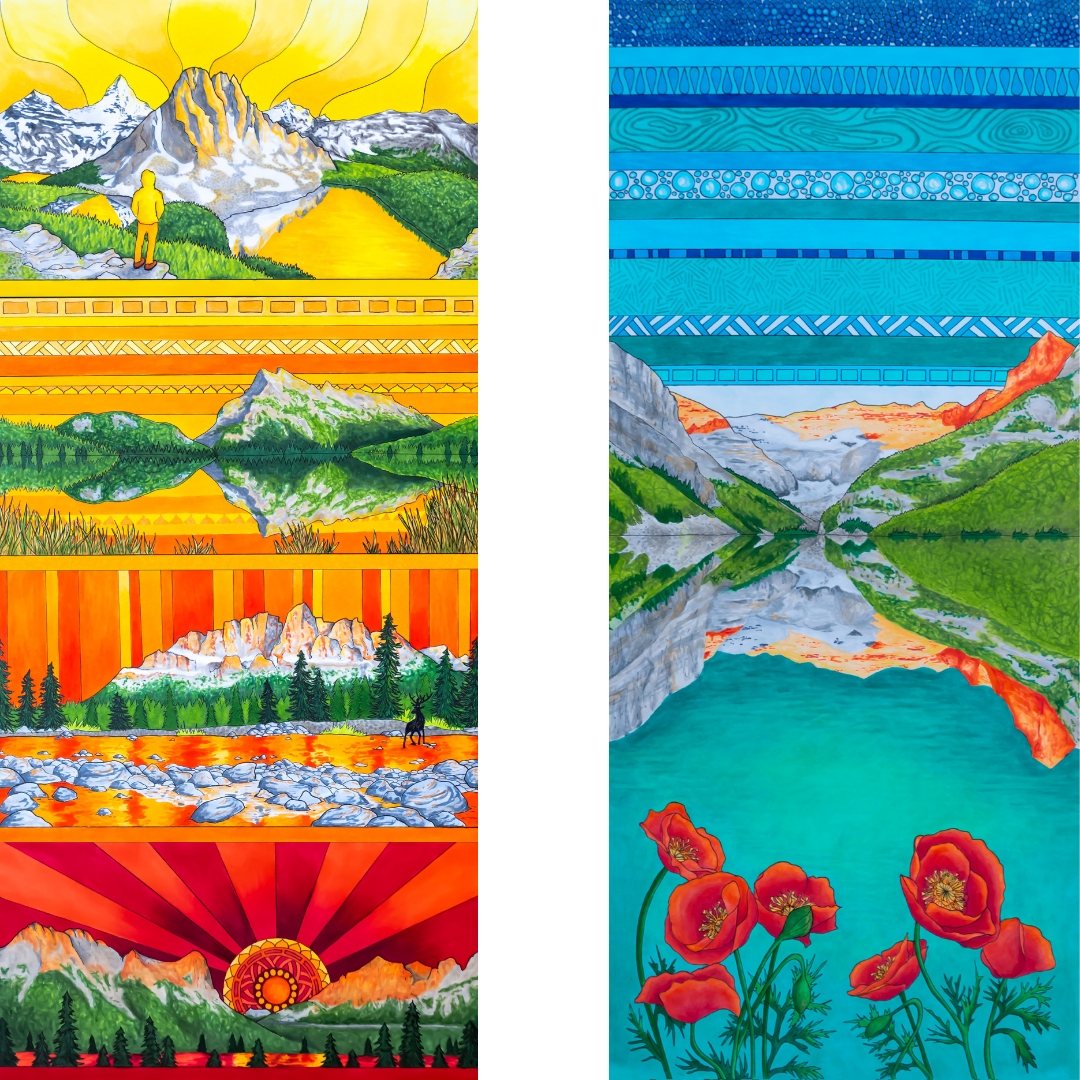 Your Choice: Set of 2 Buffs - Lake Louise Morning Fire, Love Powder, Bow Valley Aurora, Autumn Peaks, Lake Louise Golden Hour, Morant's Curve, Canmore Three Sisters, Rainbow Rockies, Rainbow Rockies Jr. ⌲ LIMITED EDITION