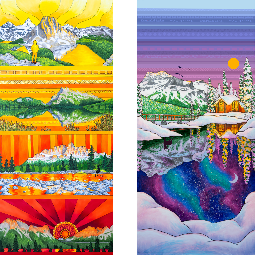 Your Choice: Set of 2 Buffs - Lake Louise Morning Fire, Love Powder, Bow Valley Aurora, Autumn Peaks, Lake Louise Golden Hour, Morant's Curve, Canmore Three Sisters, Rainbow Rockies, Rainbow Rockies Jr. ⌲ LIMITED EDITION