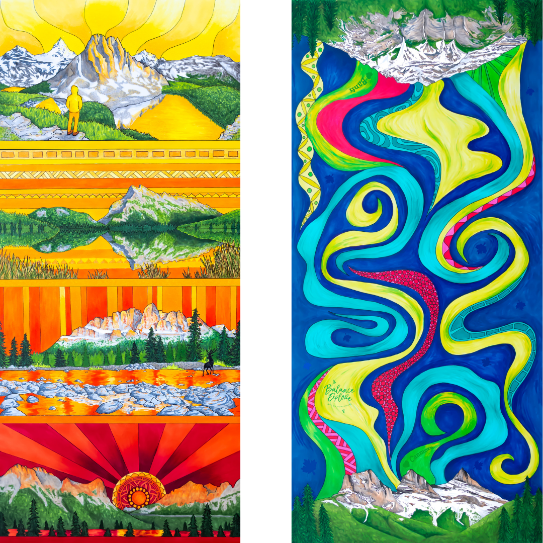 Your Choice: Set of 2 Buffs - Lake Louise Morning Fire, Love Powder, Bow Valley Aurora, Autumn Peaks, Lake Louise Golden Hour, Morant's Curve, Canmore Three Sisters, Rainbow Rockies, Rainbow Rockies Jr. ⌲ LIMITED EDITION
