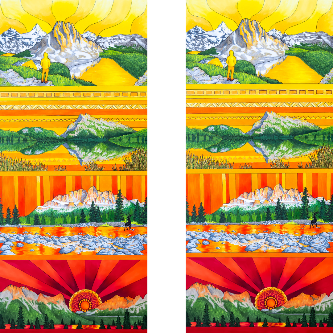 Your Choice: Set of 2 Buffs - Lake Louise Morning Fire, Love Powder, Bow Valley Aurora, Autumn Peaks, Lake Louise Golden Hour, Morant's Curve, Canmore Three Sisters, Rainbow Rockies, Rainbow Rockies Jr. ⌲ LIMITED EDITION