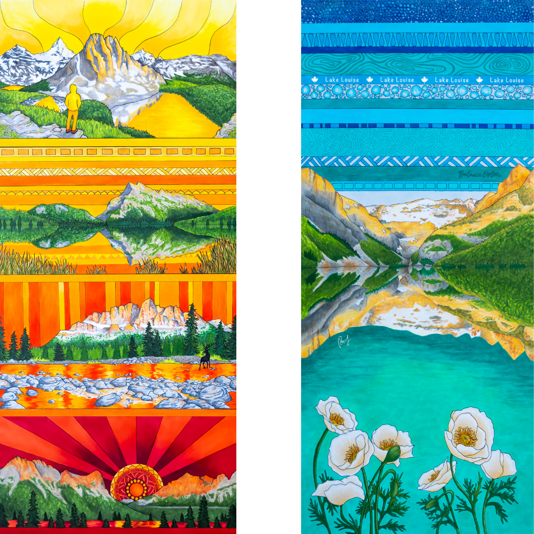 Your Choice: Set of 2 Buffs - Lake Louise Morning Fire, Love Powder, Bow Valley Aurora, Autumn Peaks, Lake Louise Golden Hour, Morant's Curve, Canmore Three Sisters, Rainbow Rockies, Rainbow Rockies Jr. ⌲ LIMITED EDITION