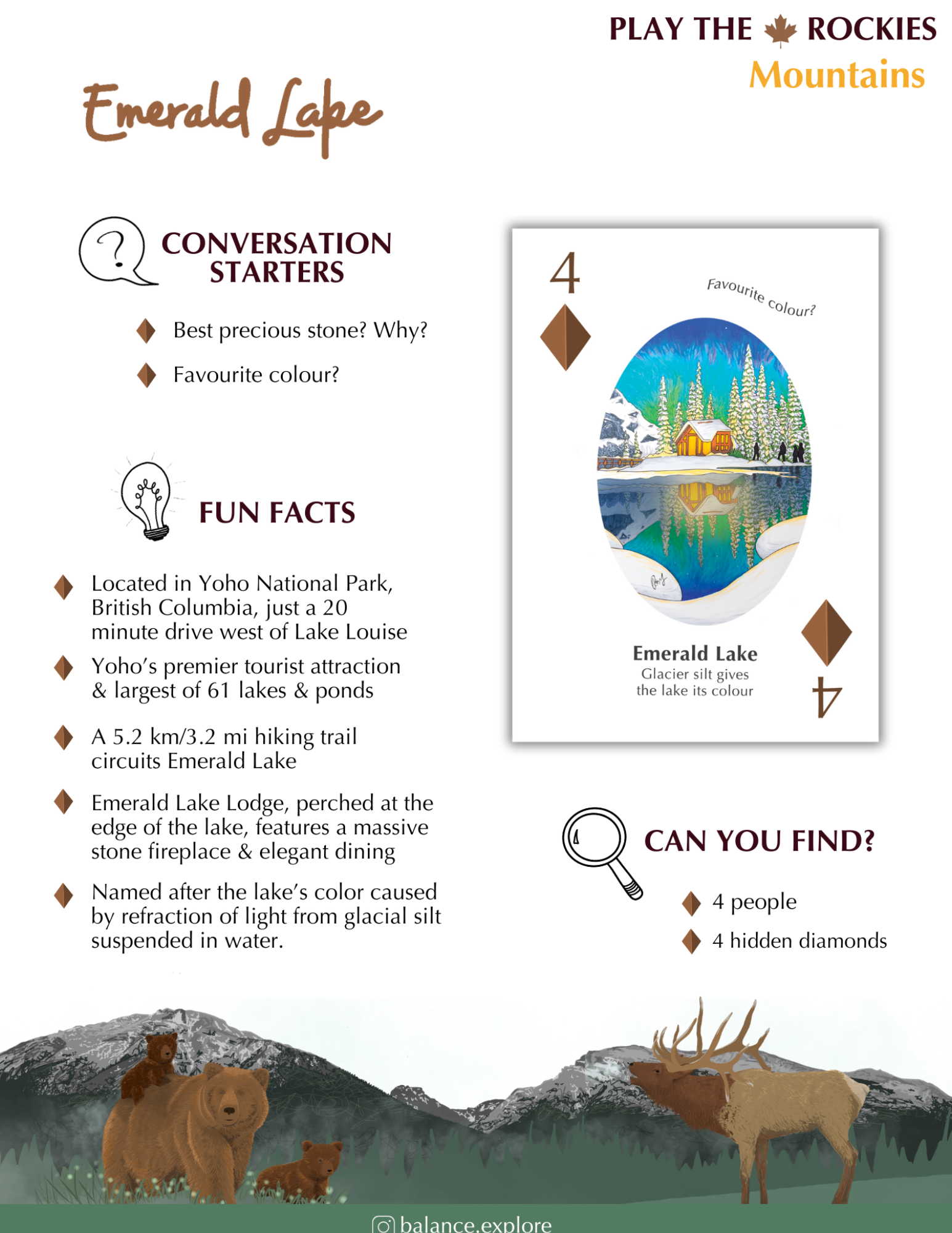 4 Emerald Lake - Mountains - Information Sheet