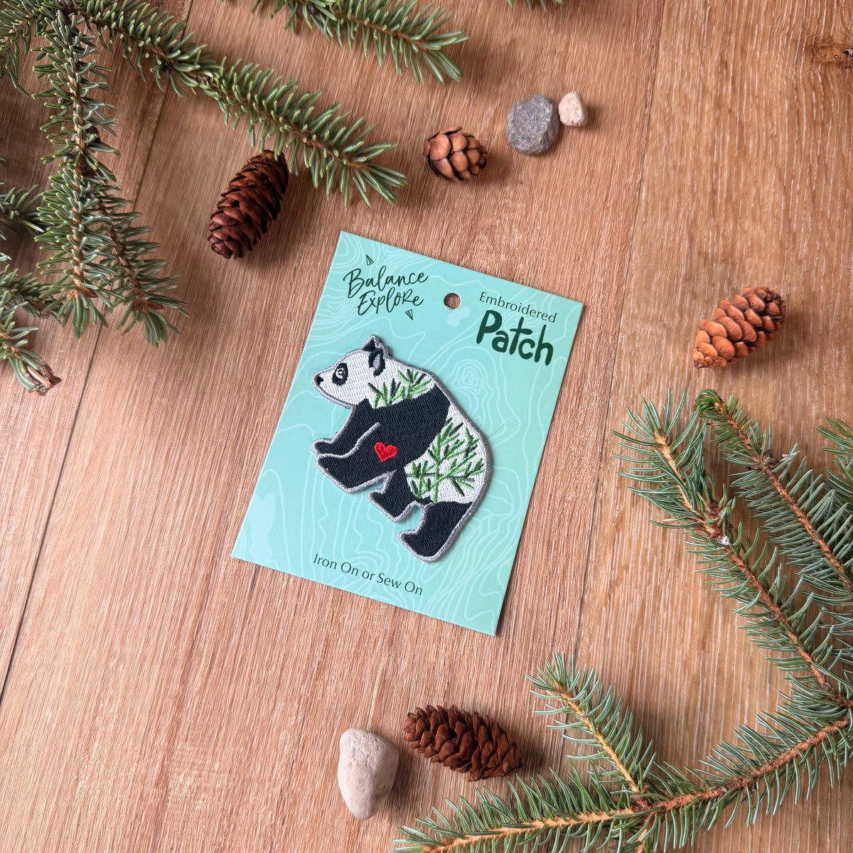 Panda Embroidered Patch: Love Bamboo