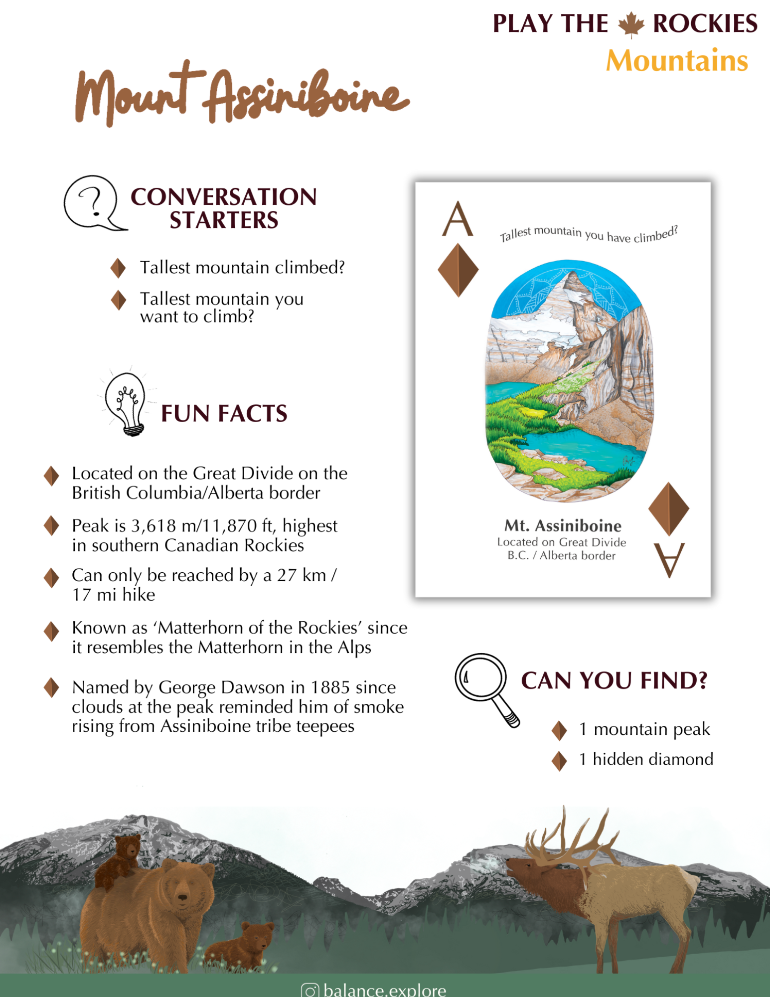 1 Ace - Mount Assiniboine - Mountains - Information Sheet