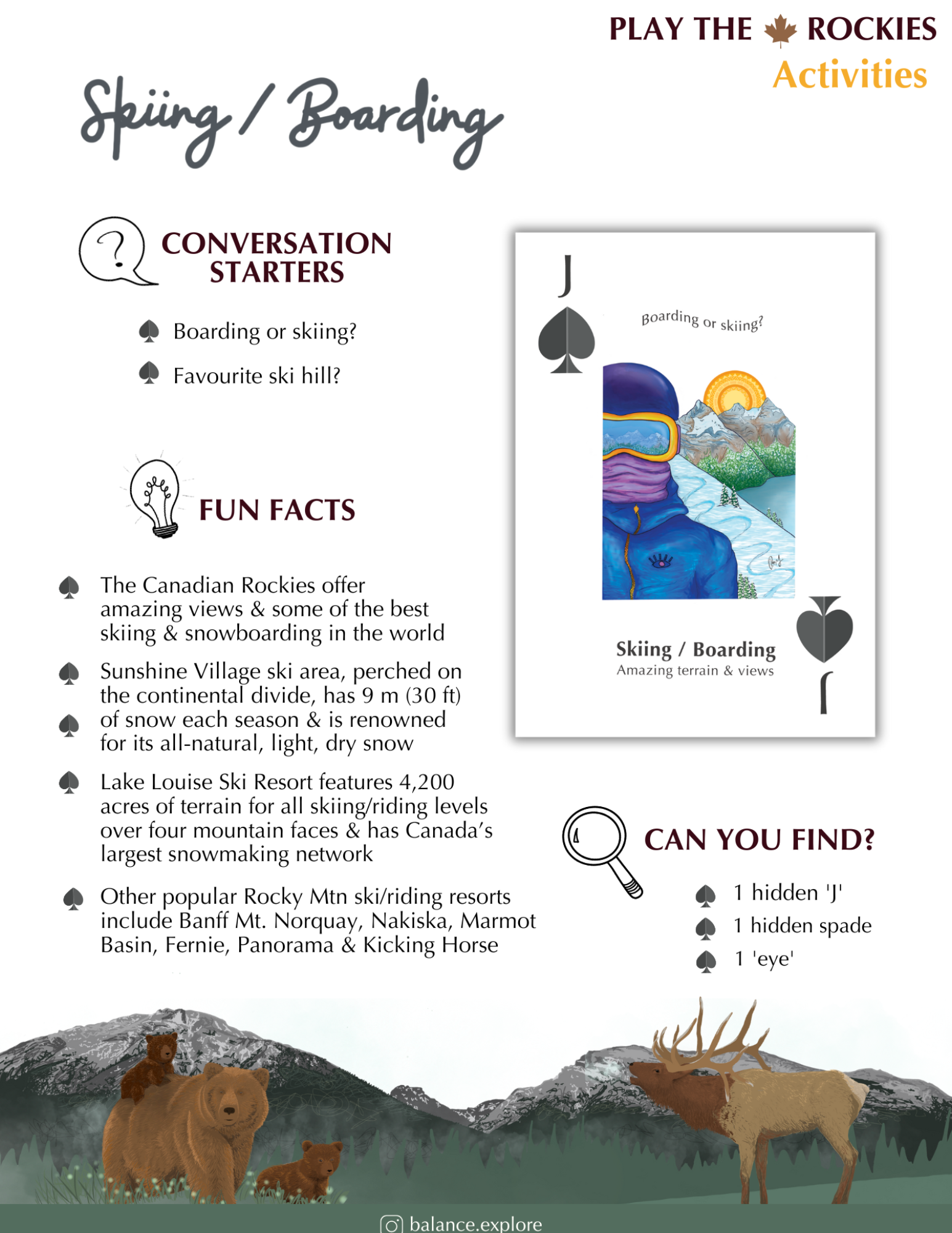 11 Jack - Skiing / Boarding - Activities - Information Sheet