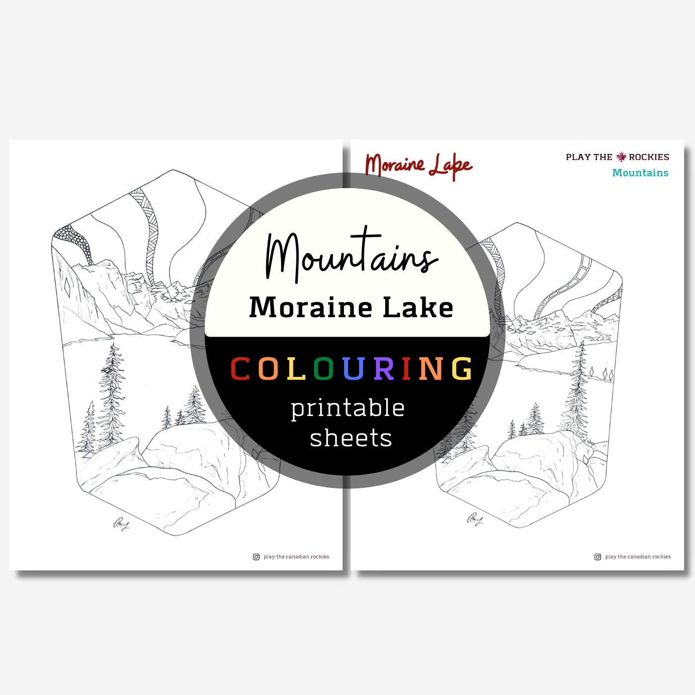 Set of 13 Mountains Colouring Sheets ⌲ Printable