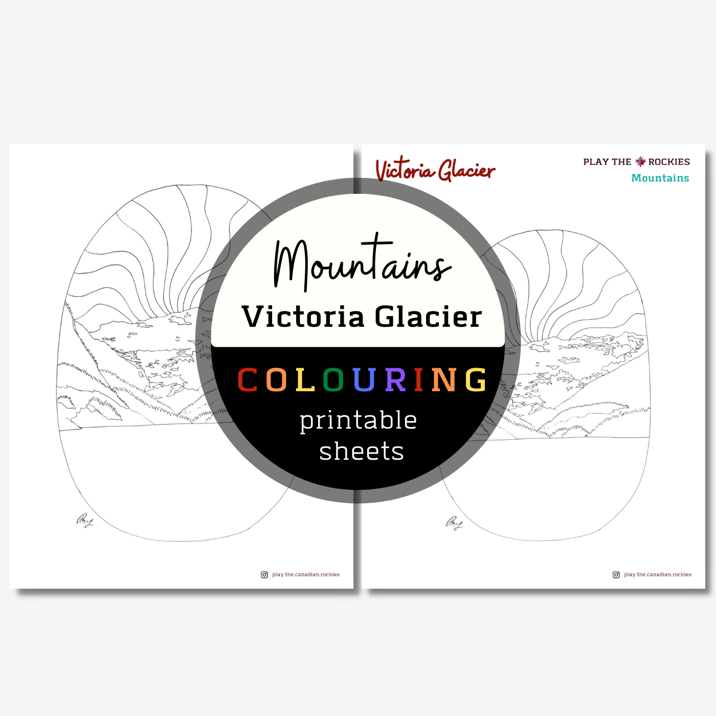 Set of 13 Mountains Colouring Sheets ⌲ Printable