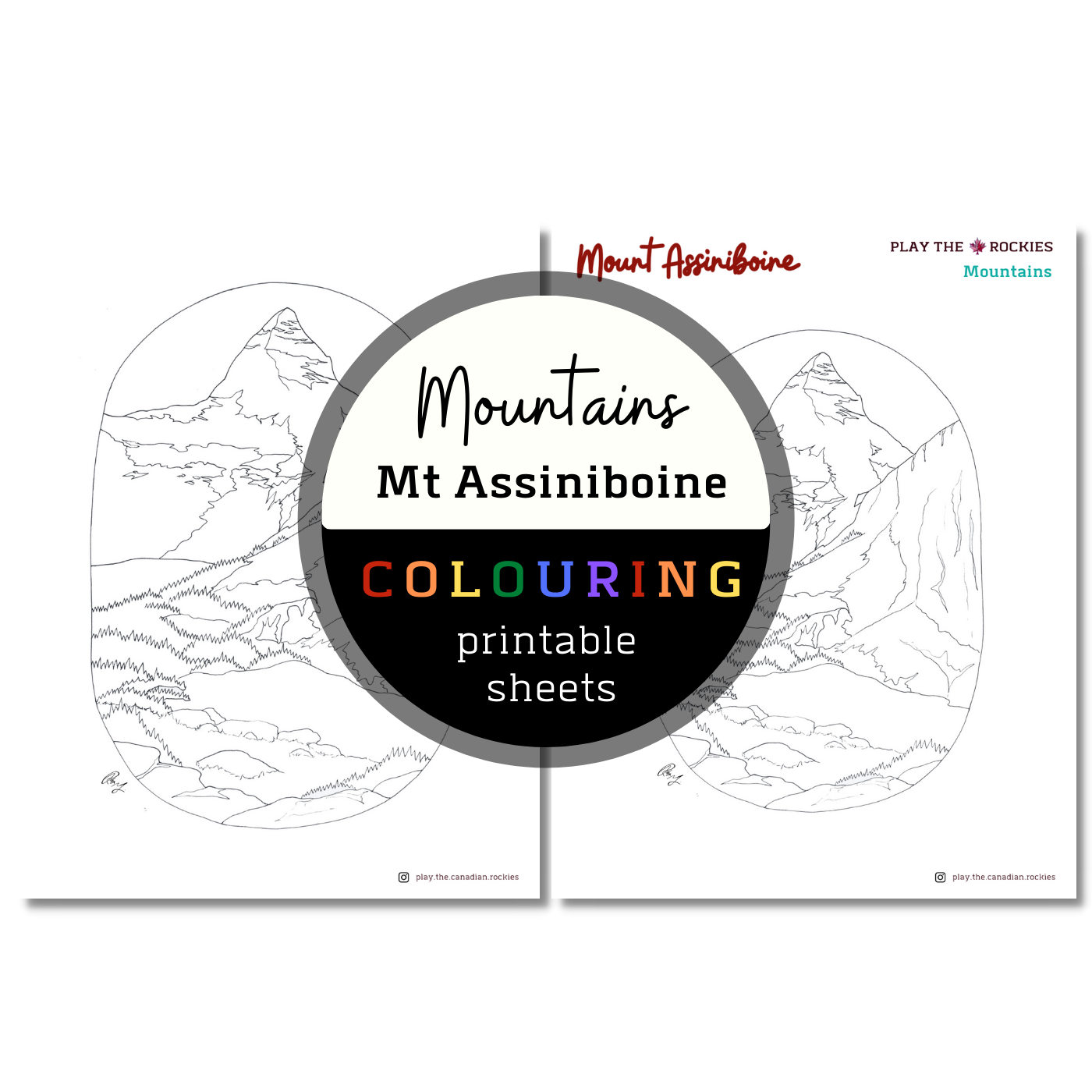 Set of 13 Mountains Colouring Sheets ⌲ Printable
