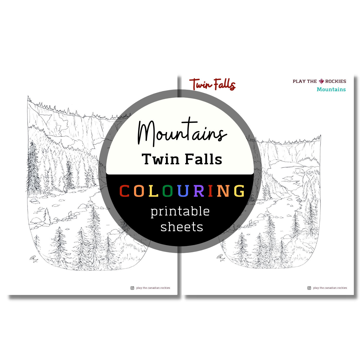 Set of 13 Mountains Colouring Sheets ⌲ Printable