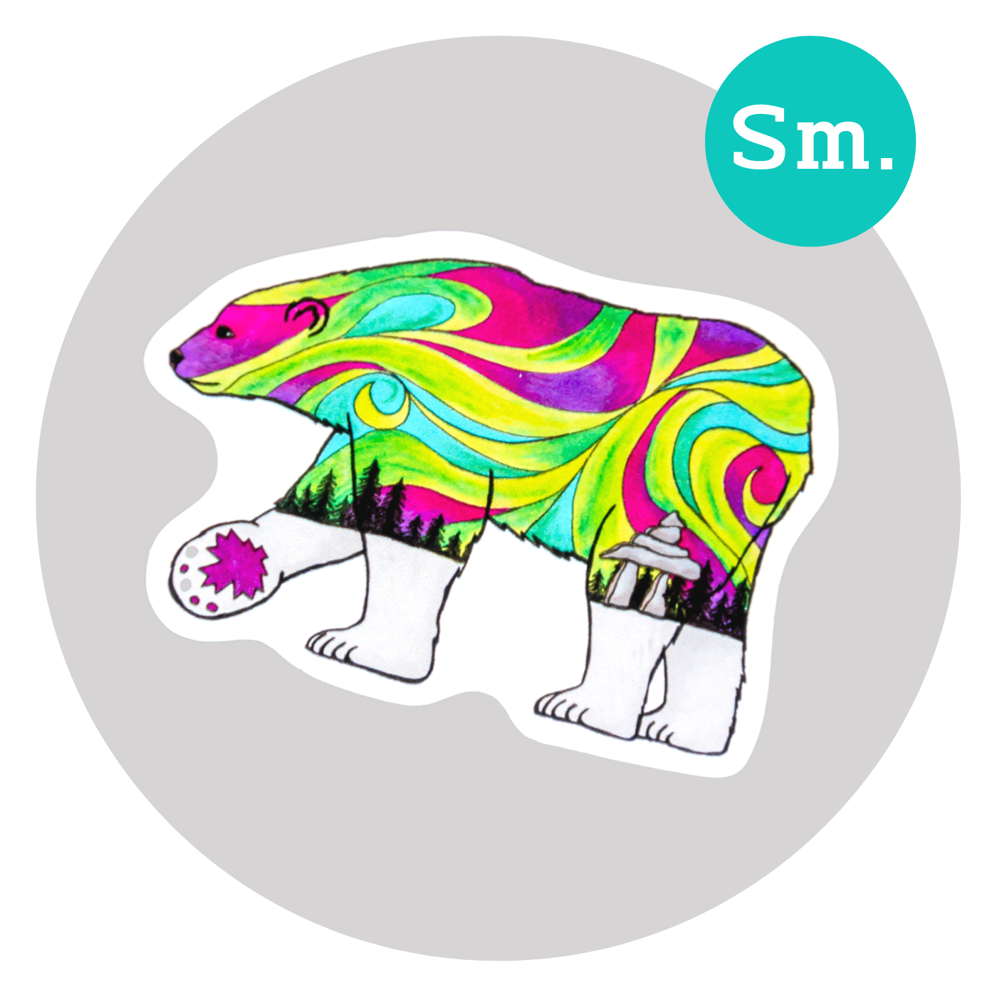 Polar Bear: Auora Sticker ⌲ Small 2.25"x1.5"