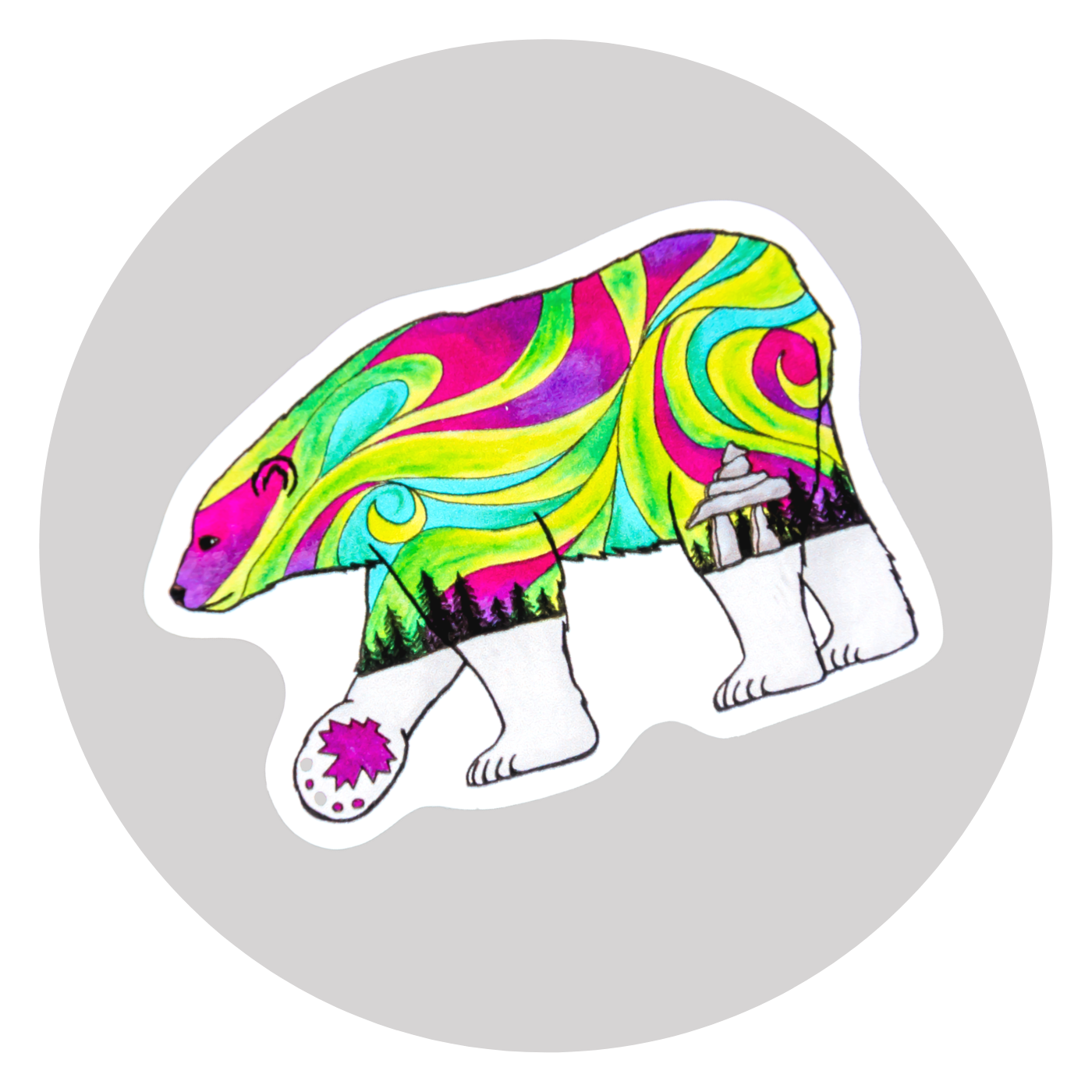 Polar Bear: Auora Sticker ⌲ Small 2.25"x1.5"