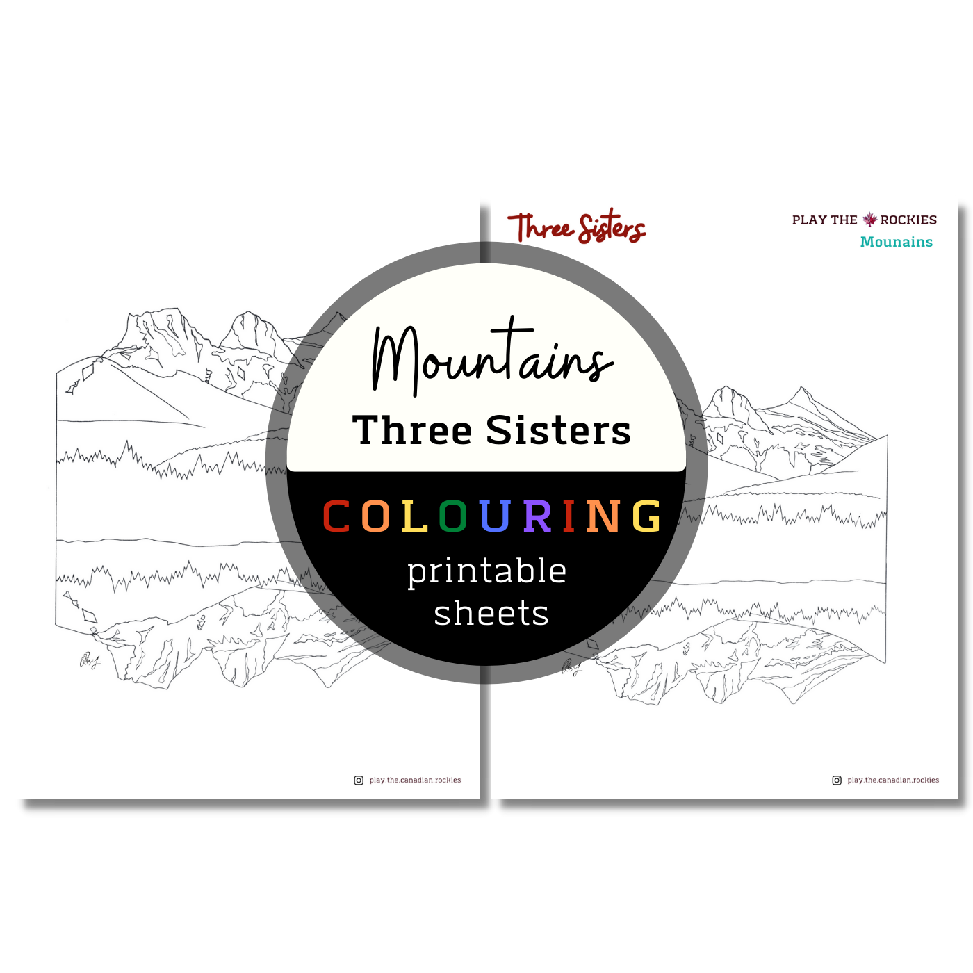 Set of 13 Mountains Colouring Sheets ⌲ Printable