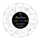 Set of 13 Mountains Colouring Sheets ⌲ Printable