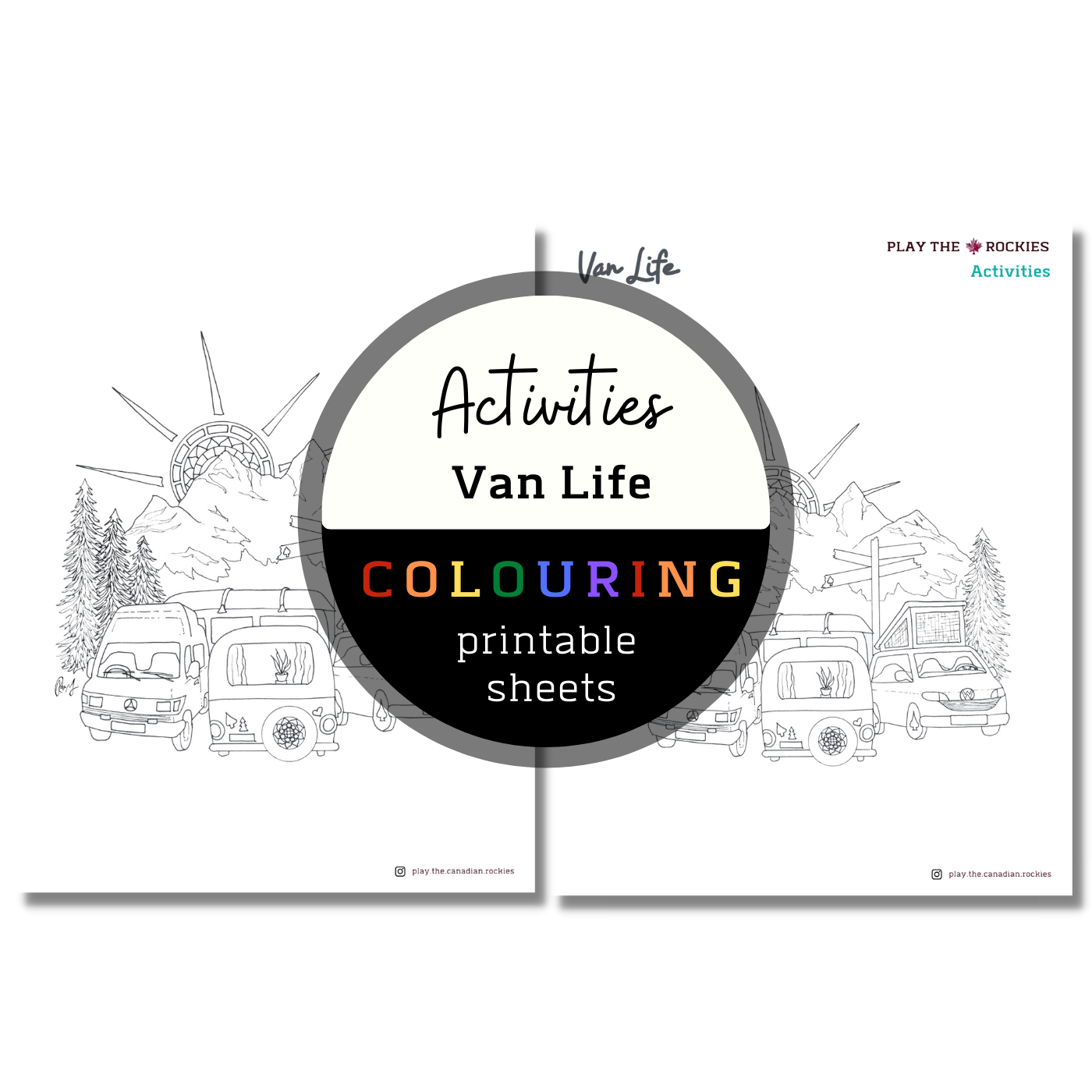 Activities: Van Life Colouring Sheets ⌲ Printable