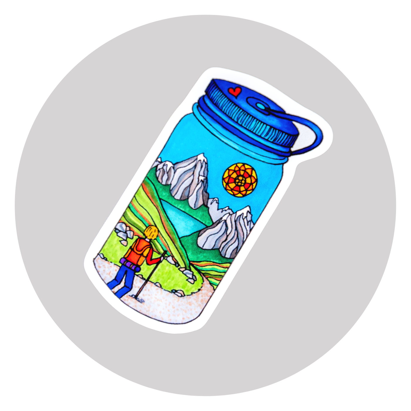Hiker Water Bottle Sticker ⌲ Small 2.25"x1.25"