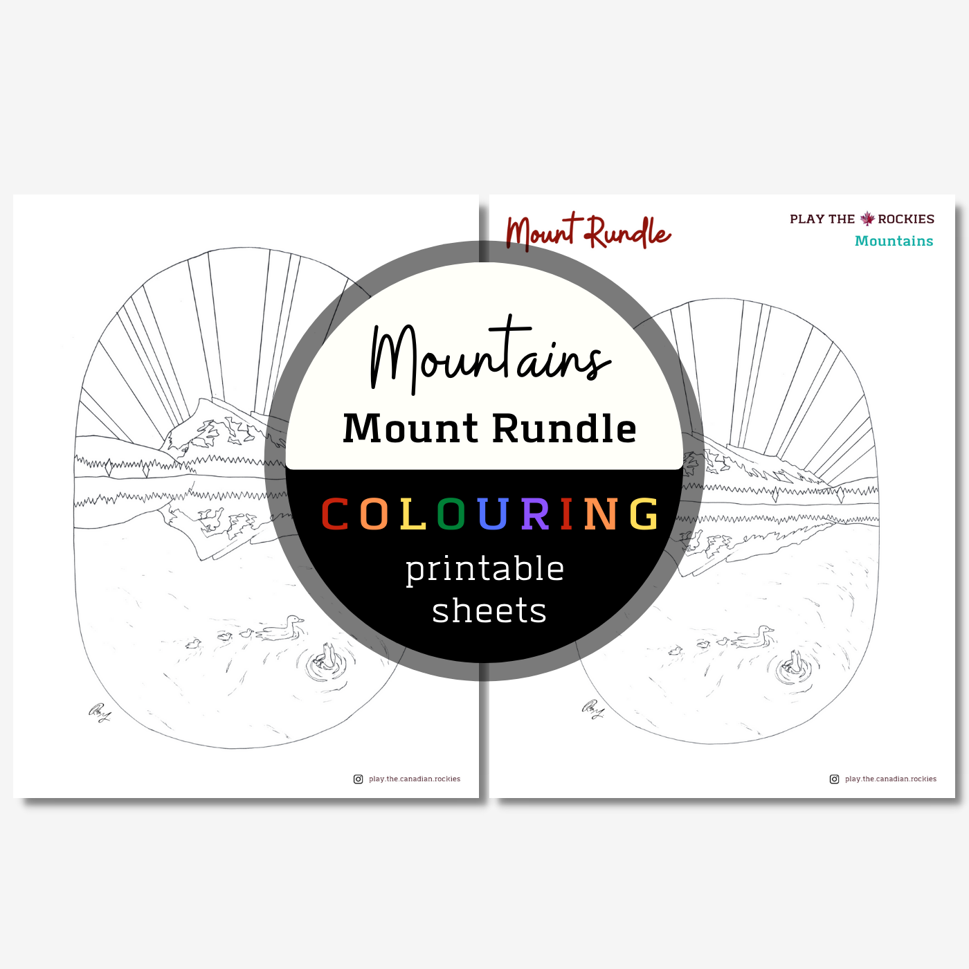 Set of 13 Mountains Colouring Sheets ⌲ Printable