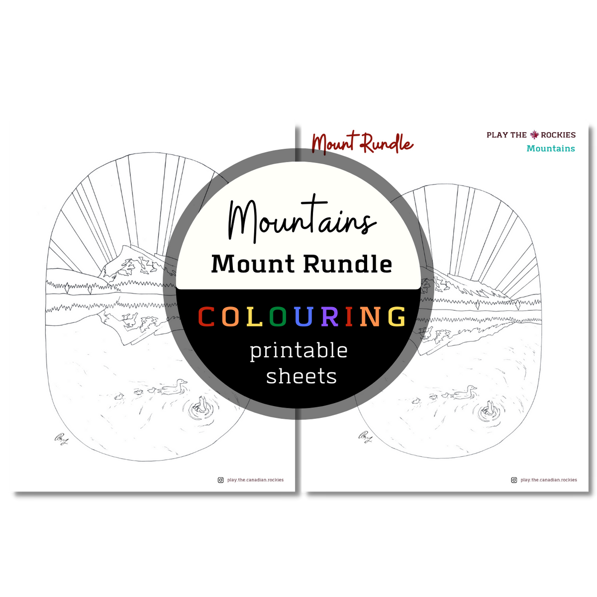 Mountains: Mount Rundle Colouring Sheets ⌲ Printable