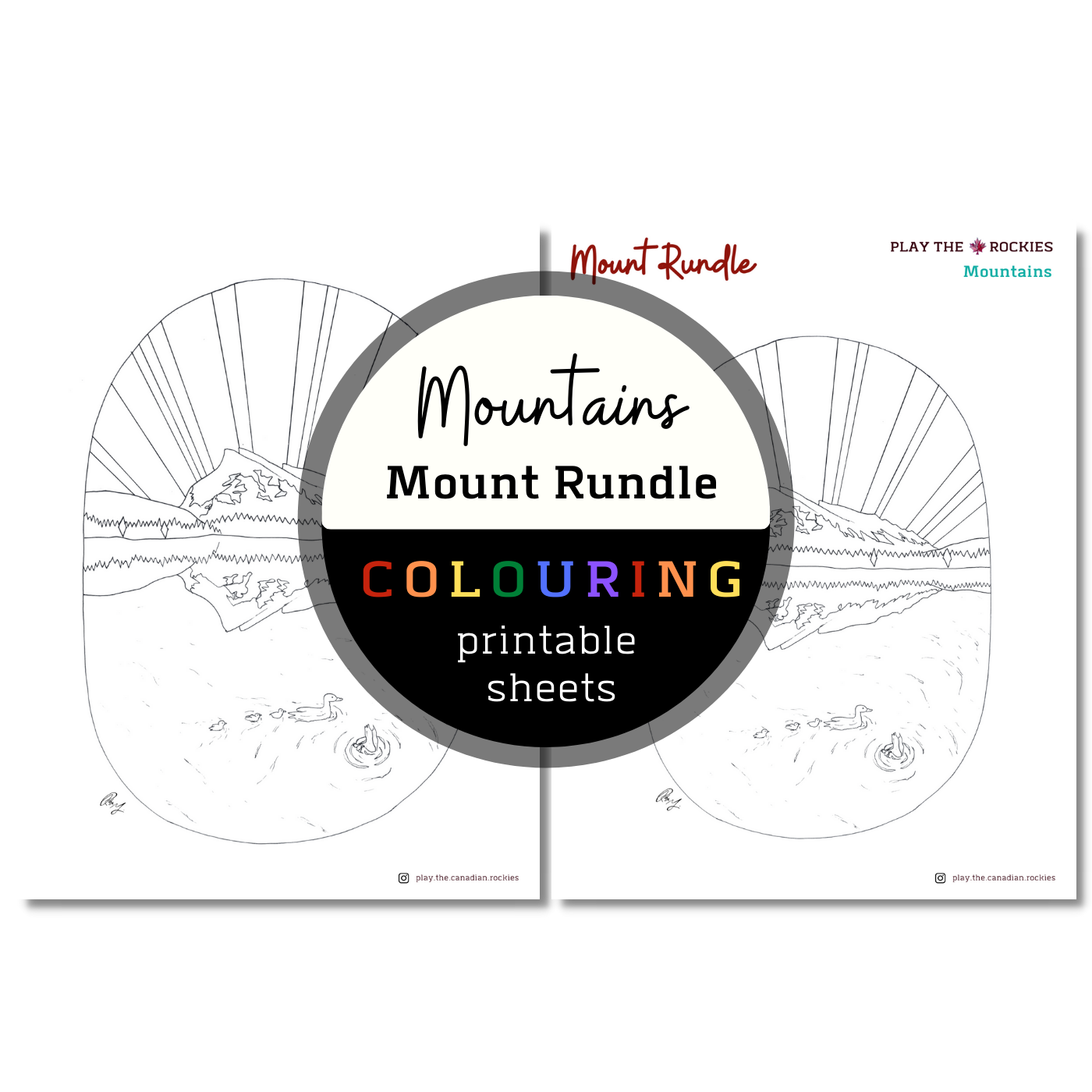 Mountains: Mount Rundle Colouring Sheets ⌲ Printable