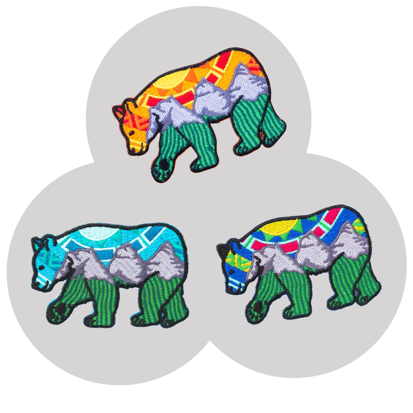 Set of 3: Three Sisters Bear Patches - Orange, Blue, Aurora ⌲ LIMITED EDITION