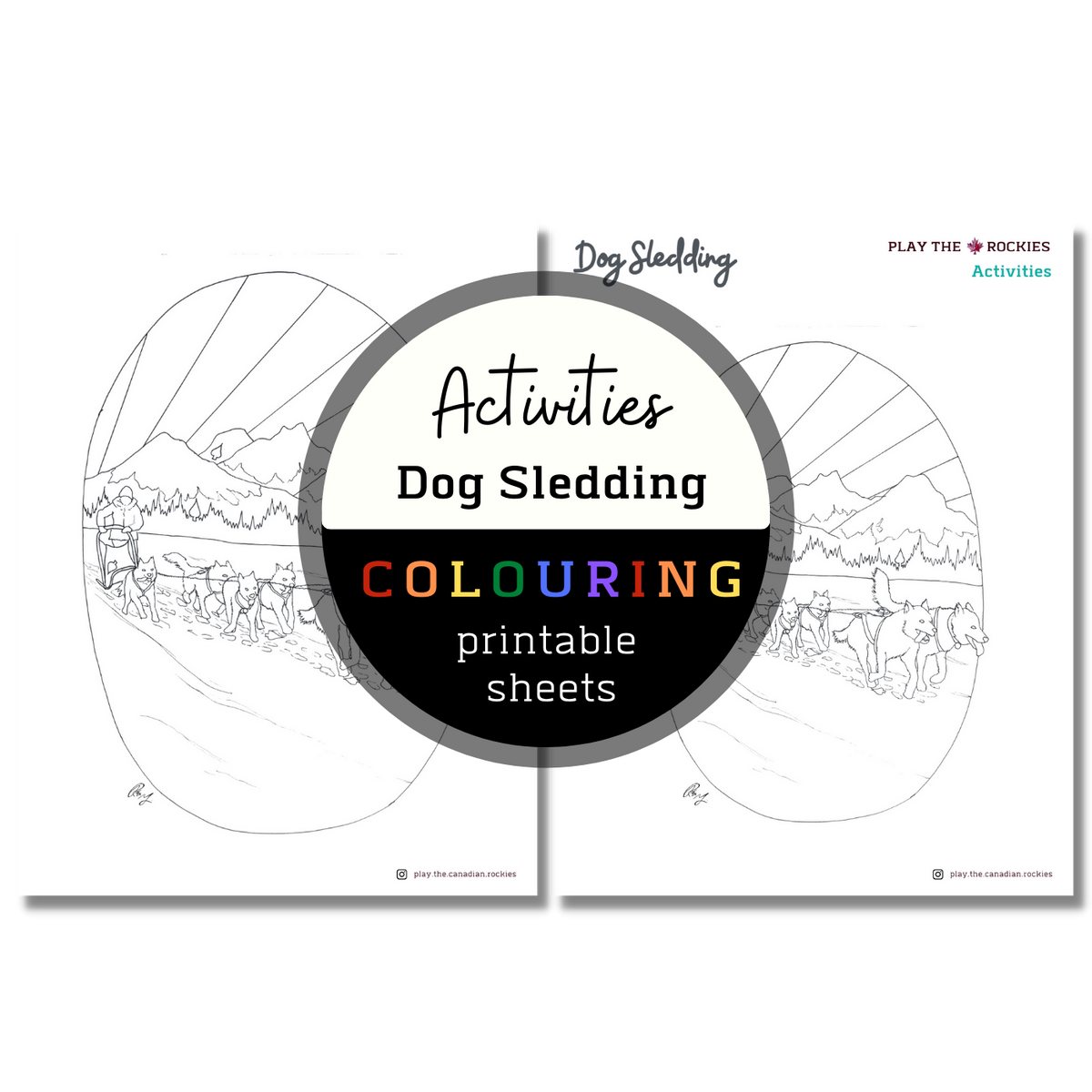 Activities: Dog Sledding Colouring Sheets ⌲ Printable