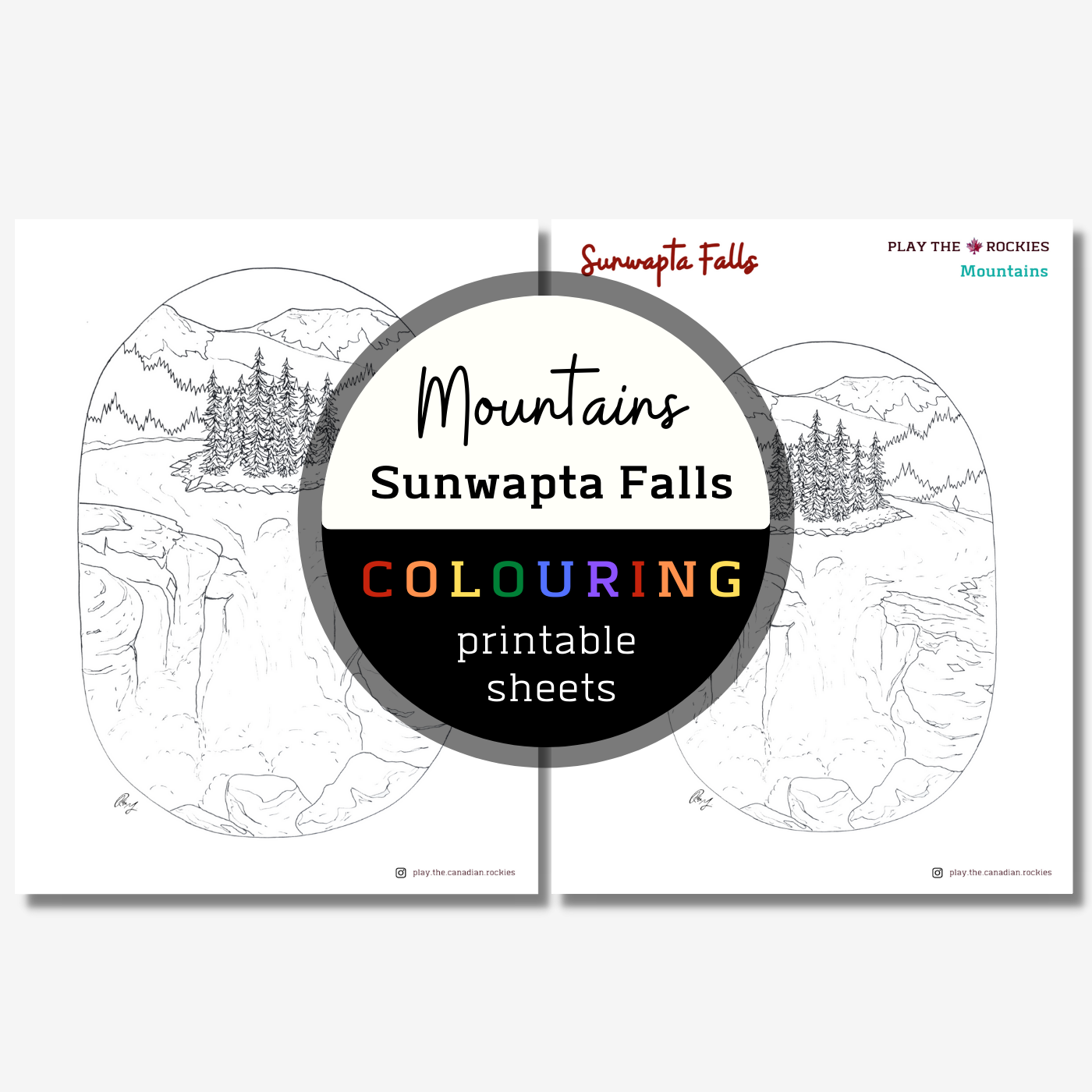 Set of 13 Mountains Colouring Sheets ⌲ Printable