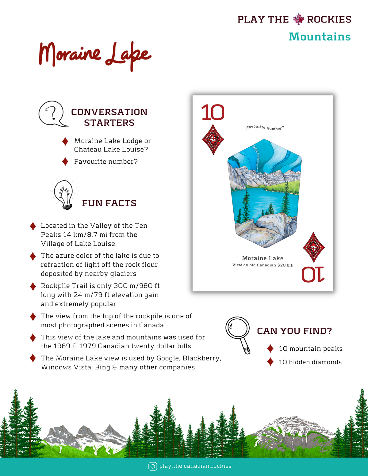 10 Moraine Lake - Mountains - Information Sheet