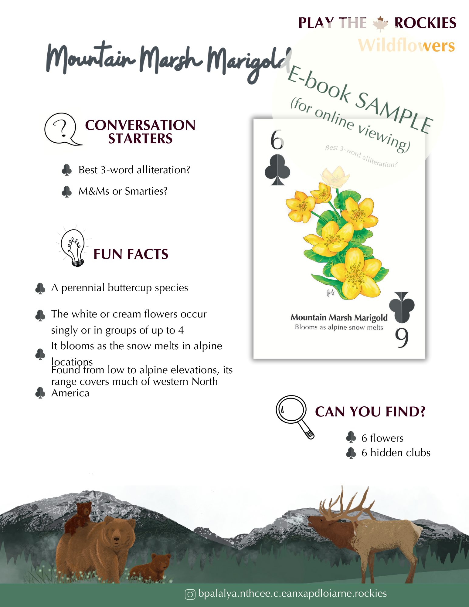 E-book of all: 54 Information Sheets • Mountains • Wildlife • Activities • Wildflowers