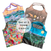 Your Choice: Set of 2 Tote Bags ⌲ Explore the Rockies, Wildflowers of the Rockies, iSpy the Rockies, Wildlife of the Rockies